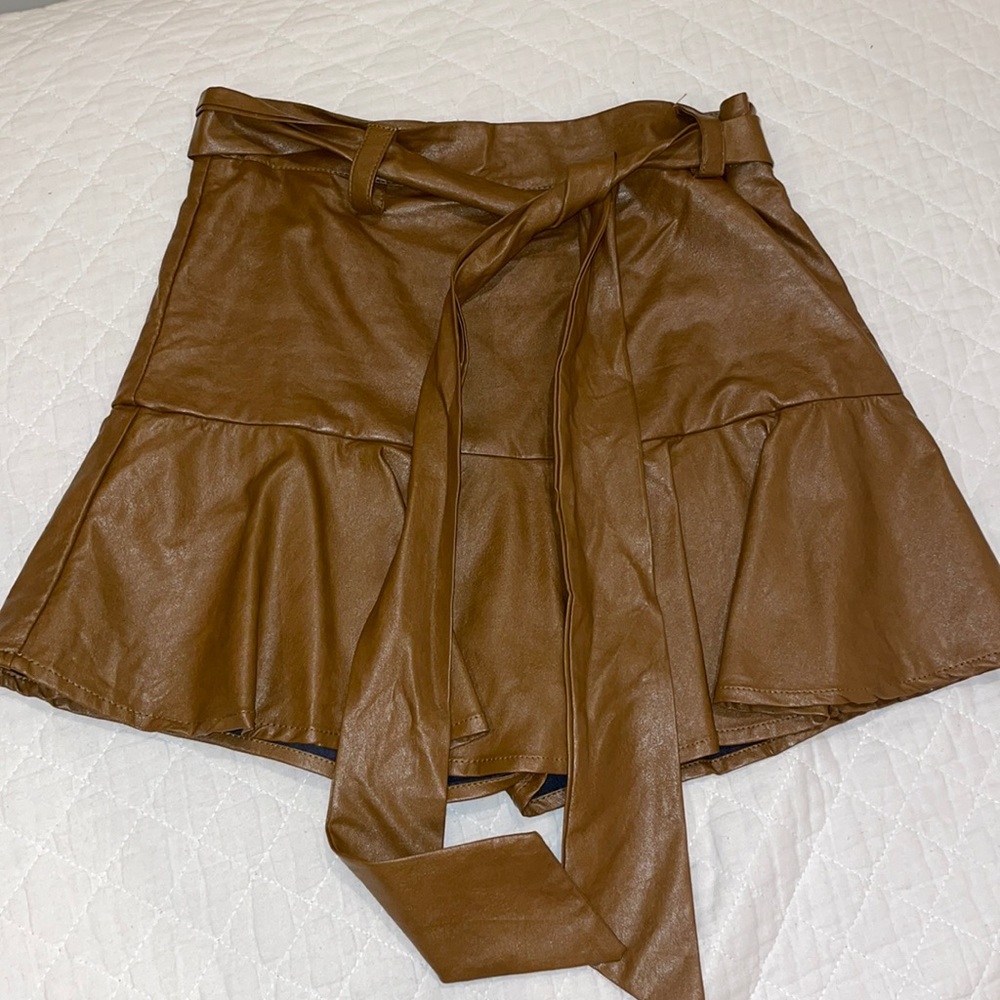 Brown faux leather skirt